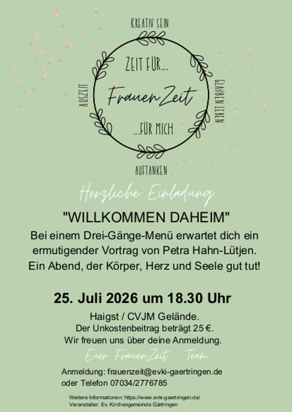 Frauenzeit Willkommen Daheim